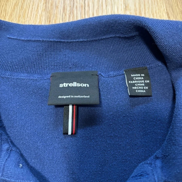 Strellson | Blue 1/4 Button Up Collared Cotton/Silk/Cashmere Long Sleeve Sweater - Picture 2 of 9